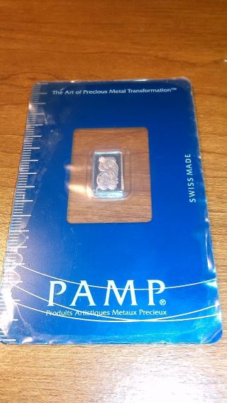 1 Gram Platinum Bar - Pamp Suisse - Fortuna - 999.  5 Fine In (assay) photo