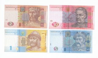 1 2 5 10 Ukraine Grivna / Hrivna Ukrainian Paper Money photo