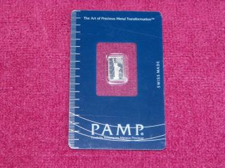 1 Gram Pamp Suisse Platinum Bar - In Assay - Very Very Low Mintage photo