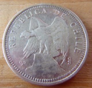 1927 Chile Cinco 5 Peso Silver Coin Republica De Chile World Rare Scarce Condor photo