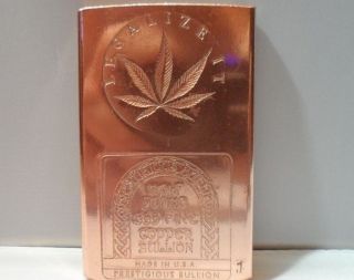 Half Pound Marijuana Legalize It 999 Copper Bullion Bar Ingot photo