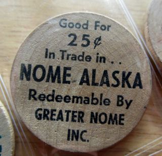 Nome Alaska Good For.  25 Trade Greeater Nome Inc.  Wooden Nickel photo