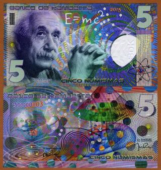 Kamberra,  5 Numismas,  2015,  Unc Einstein,  Issue,  Completely Redesigned photo