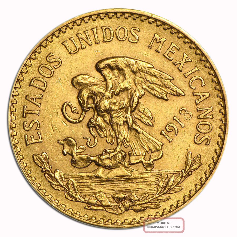 1918 Mexico 20 Pesos Gold Coin