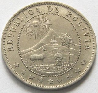 Bolivia,  Coin,  10 Centavos 1907,  Top,  Scarce,  Xf photo