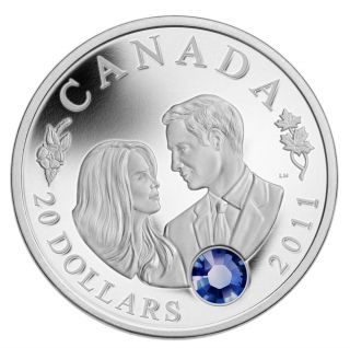 2011 $20 H.  R.  H.  Prince William Of Wales And Miss Catherine Middleton Silver Coin photo