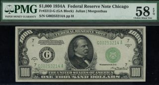 $1000 1934a Chicago Pmg 58 Epq photo