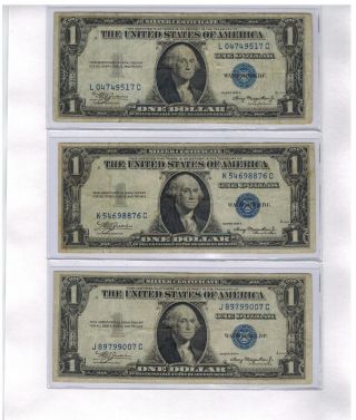 (3) United States 1935a Silver Certificate Dollar Bills photo