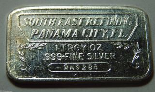 . 999 Fine Silver Bar - 1 Troy Oz - Southeast Refining Panama City Fl photo