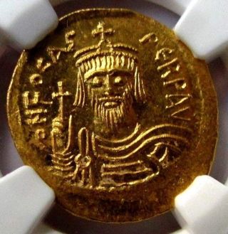 Byzantine Empire Ad 602 - 610 Ch Ms Ngc Ancient Gold Solidus,  Phocas 5/5 photo