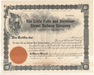 Little Falls And Hermiker Street Railway Co Railroad Ny York Stock Certif photo