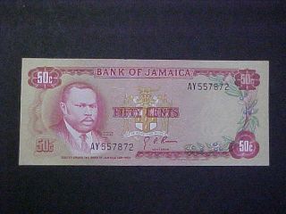 1960 Jamaica Paper Money - 50 Cents Banknote photo
