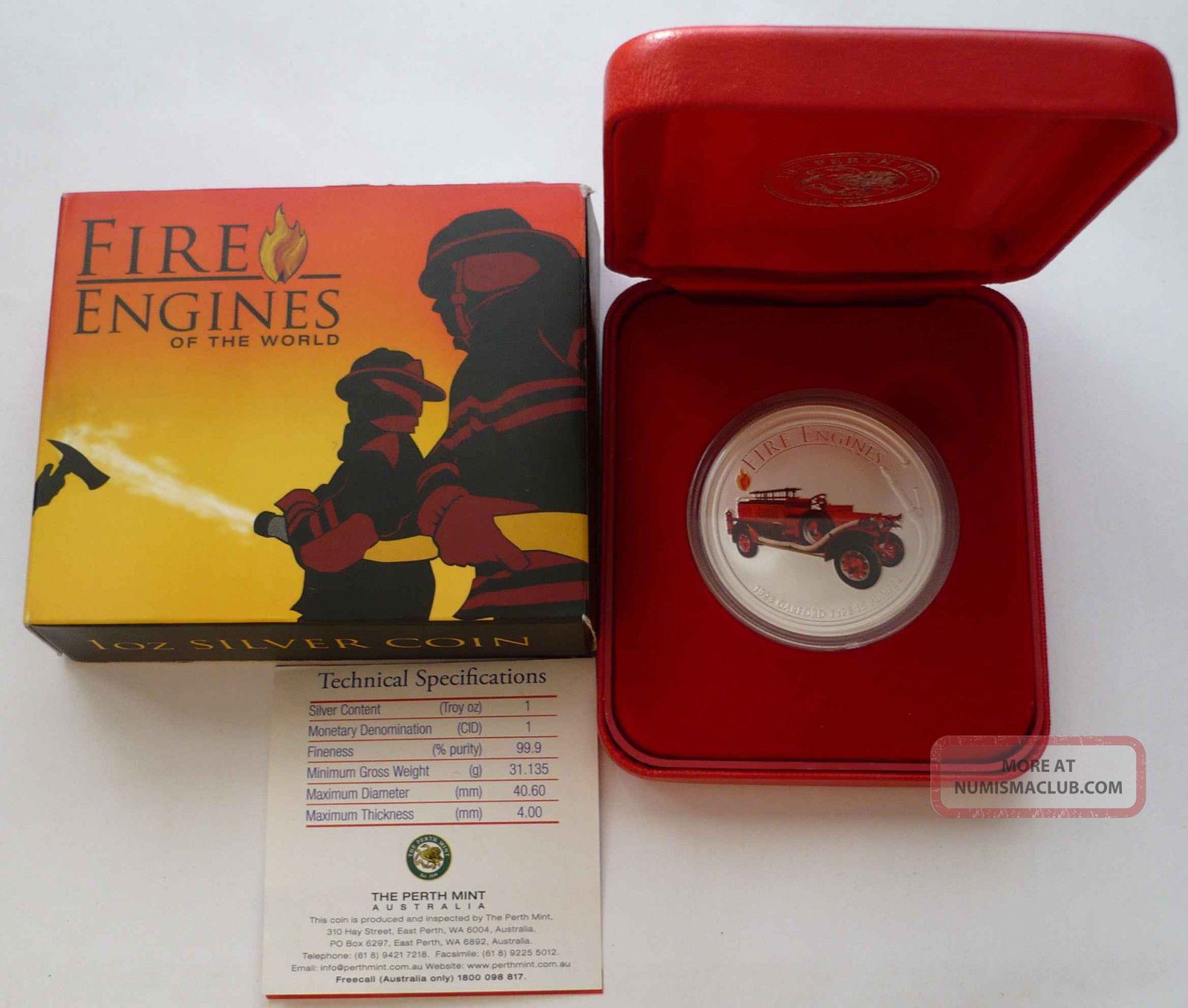 2006 Fire Engines Of The World - Garford Type 15 Pumper 1923 1 Oz Silver