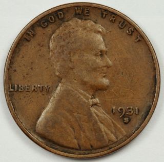 1931 - S Lincoln Head Cent.  V.  F.  82830 photo