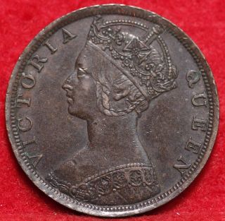 Circulated 1901 Hong Kong 1 Penny Foreign Coin S/h photo