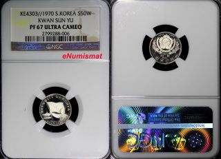 Korea - South Silver 4303 // 1970 Proof 50 Won Ngc Pf67 Ultra Cameo Km 7 photo