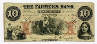 1855 $10 The Farmers Bank - Wickford,  Rhode Island Note photo