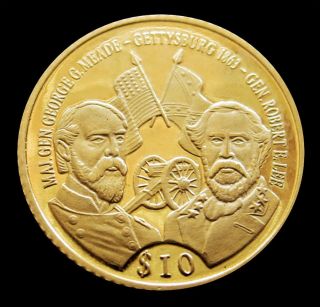 2000 Gold Liberia $10 Gettysburg Generals American Civil War Proof Coin photo