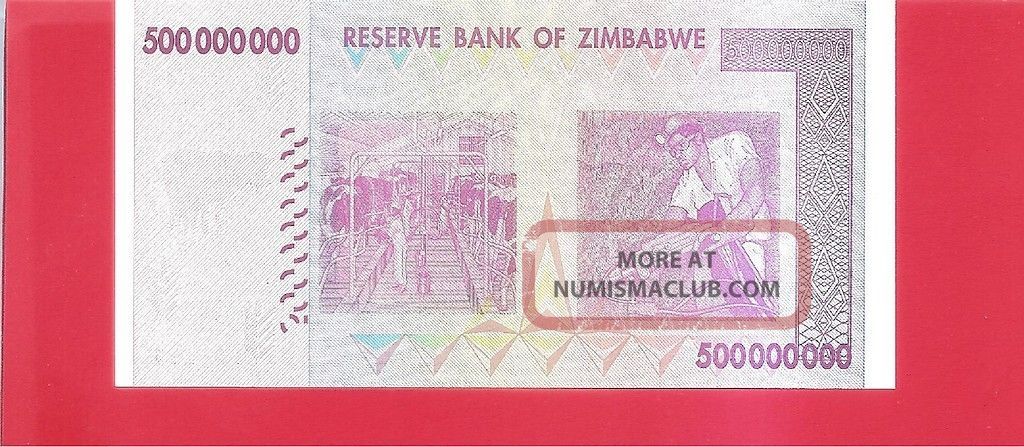 Zimbabwe P82 - $500 Million - 2008 Uncirculated