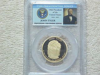 2009 S Uncirculated Proof John Tyler Presidential Dollar Pcgs Graded Pr69 Dcam photo