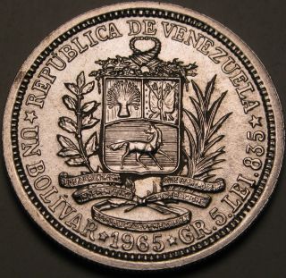 Venezuela 1 Bolivar 1965 - Silver - Unc - 1308 猫 photo