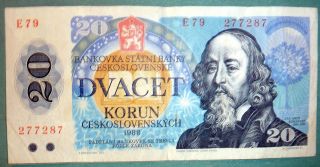 Czechoslovakia 20 Korun Note,  P 95,  Issued 1988 photo
