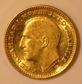 1932 Yugoslavia 1 Dukat Ear Of Corn Countermarked Gold Coin photo