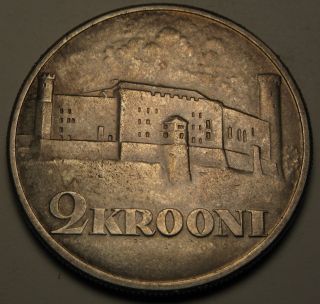 Estonia 2 Krooni 1930 - Silver - Toompea Fortress At Tallinn.  - Vf/xf 1624 photo