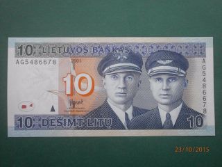 Lithuania 2001 10 Litu Banknote Unc photo