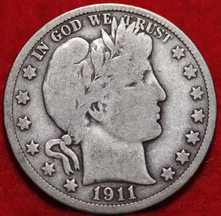 Circulated 1911 Philadelphia Silver Barber Half Dollar photo