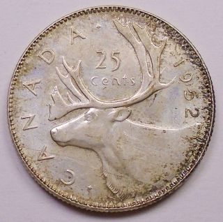 1952 Lr Twenty - Five Cents Ef Last King George Vi Silver Quarter photo