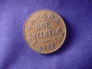 Ceased 1934 Canada Maple Leaf 1 Cent Copper George V Penny Low Combined Ship Tu1 photo