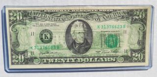 1981 $20 Federal Reserve Error Note 100 Wet Ink Transfer photo