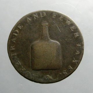 1790 ' S Copper Halfpenny_conder Token_old Fashioned Bottle_norwich photo