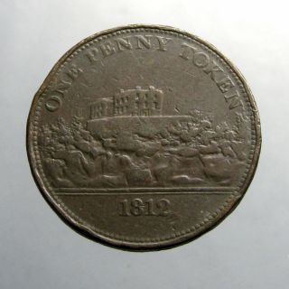 1812 Copper Penny_trade Token_nottingham Castle_j M Fellows_cross photo