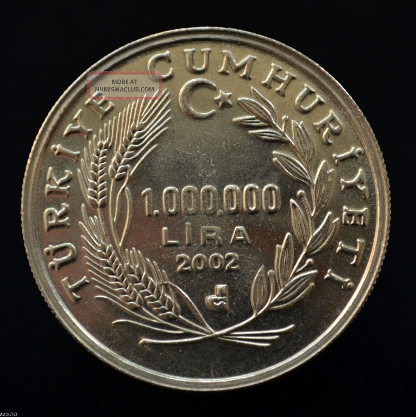 thumbnail image 2 of 2002 Turkey 1,000,000 Lira Coin – World's Only Million Lira Coin – Uncirculated With COA 2 of 3