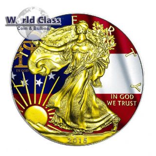 2015 1 Oz American Silver Eagle Us States Georgia Flag Coin - Mintage Of 200 photo
