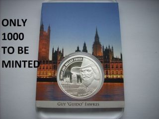 1 Oz Silver Coin Proof Guy Fawkes V For Vendetta Numbered Slab Only 1000 Minted photo