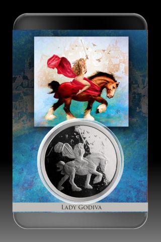 1 Oz Silver Coin Proof Steve Ferris Lady Godiva Numbered - Special Art Slab photo