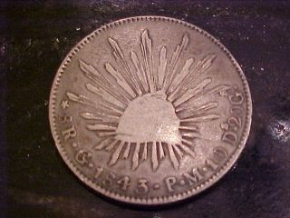 1843 Mexico 8 Reals Silver Coin photo
