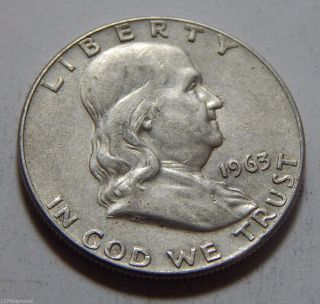 1963 - D Us Franklin Silver Half Dollar Coin photo
