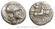 Roma / Jupiter Four Horse Chariot Trebania 1 Ancient Roman Silver Denarius Coin Coins: Ancient photo 2