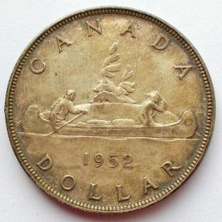 1952 Nwl Silver Dollar Ef Toned King George Vi Key Canada $1.  00 photo