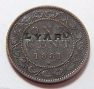 1881 - H Canada Bronze Large 1 Cent Coin - Counterstamped Lyard Brunk 611 photo