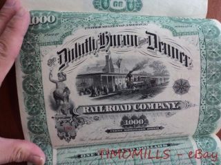 1887 Duluth Huron & Denver Railroad $1000 Bond Certificate Minnesota Minnesota photo