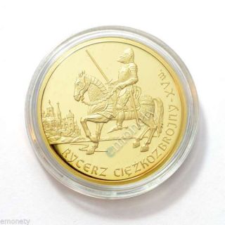 2007 Poland 200 Zl Mounted Knight - 15th - Polish Cavalry Gold Coin,  Gift photo