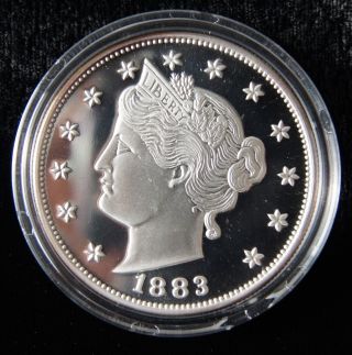 1883 5 Cents Liberty V Nickel 2oz.  999 Pure Silver Proof Coin (0505) photo