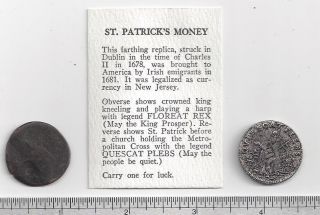 1678 St Patrick Farthing Ireland Charles Ii Colonial Currency Floreat Rex photo