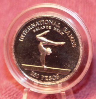 Guinea - Bissau 1984 250 Pesos Coin Proof Balance Beam International Games photo