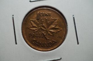 Canada 1947 Ml Pt 7 Small Cent Maple Leaf Pointed 7 photo